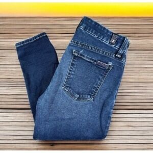 7 For All Mankind The High Waist‎ Skinny Jeans Size 27 26x30 Stretch Black Denim